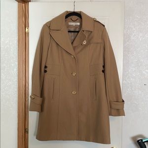 Kenneth Cole New York Tan Wool Coat—Size 14